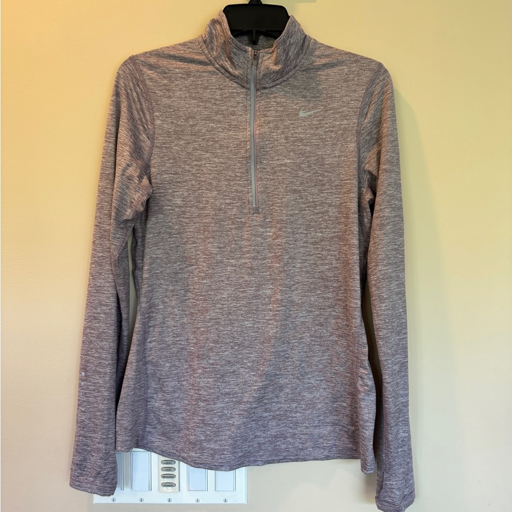 Nike Dri-Fit Half Zip Heathered Lilac Running Top